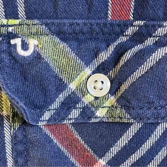 Women’s True Religion Plaid Work Button Up Blouse Or Shirt Western Style, Medium - Picture 6 of 7